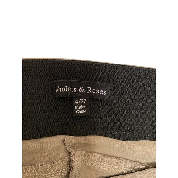 Violets & Roses Womens Slim Fit Khaki Pants Size 4/27 Rayon & Spandex - Picture 3 of 4